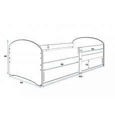 Bērnu gulta ar matraci LUKI 160x80 pelēks/girls