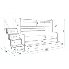 Divvietīga gulta MAX 3 90x200, balts/zils
