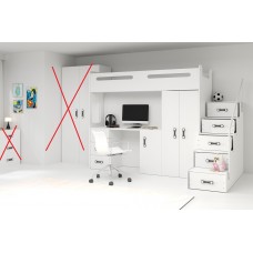 Divstāvu gulta MAX 4 90x200, balts