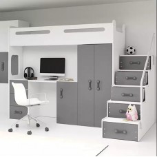 Divstāvu gulta MAX 4 90x200, balts/grafīts