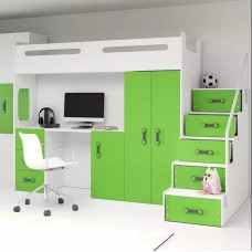 Divstāvu gulta MAX 4 90x200, balts/zaļš