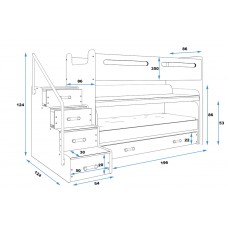 Divstāvu gulta MAX 1 90x200, balts