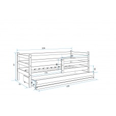 Gulta ERYK 90x200, priede/zaļš