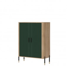 Kumode ar durvīm DANTE DT11, Ozols cremona/Zaļš matēts/Melns