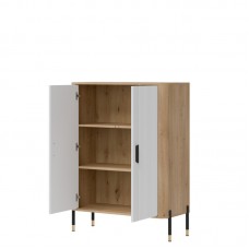 Kumode ar durvīm DANTE DT11, Ozols cremona/Balts matēts/Melns