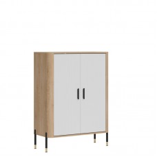 Kumode ar durvīm DANTE DT11, Ozols cremona/Balts matēts/Melns