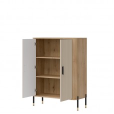 Kumode ar durvīm DANTE DT11, Ozols cremona/Kašmirs matēts/Melns
