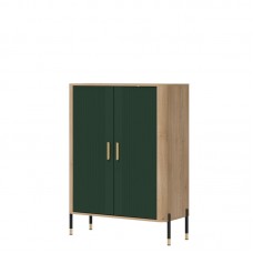 Kumode ar durvīm DANTE DT11, Ozols cremona/Zaļš matēts/Zelts