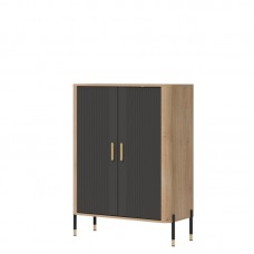 Kumode ar durvīm DANTE DT11, Ozols cremona/Antrancīts matēts/Zelts