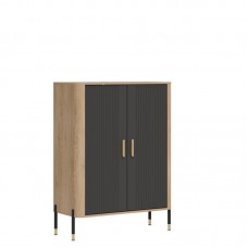Kumode ar durvīm DANTE DT11, Ozols cremona/Antrancīts matēts/Zelts