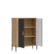 Kumode ar durvīm DANTE DT11, Ozols cremona/Antrancīts matēts/Zelts