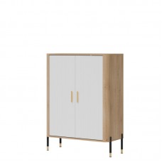 Kumode ar durvīm DANTE DT11, Ozols cremona/Balts matēts/Zelts