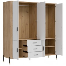 Skapis ar spoguli DANTE DT17, Ozols cremona/Balts matēts/Melns