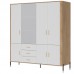 Skapis ar spoguli DANTE DT17, Ozols cremona/Balts matēts/Zelts