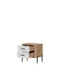 Naktskapīts DANTE DT21, Ozols cremona/Balts matēts/Zelts