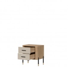 Naktskapīts DANTE DT21, Ozols cremona/Kašmirs matēts/Zelts