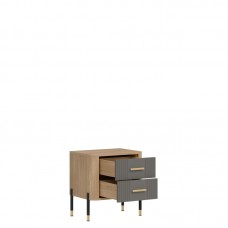 Naktskapīts DANTE DT21, Ozols cremona/Pelēks matēts/Zelts