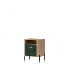 Naktskapīts DANTE DT22, Ozols cremona/Zaļš matēts/Zelts
