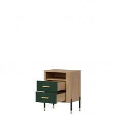 Naktskapīts DANTE DT22, Ozols cremona/Zaļš matēts/Zelts