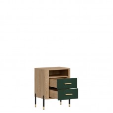 Naktskapīts DANTE DT22, Ozols cremona/Zaļš matēts/Zelts