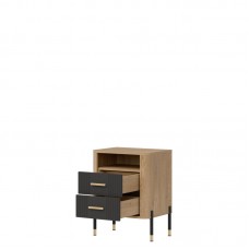 Naktskapīts DANTE DT22, Ozols cremona/Antrancīts matēts/Zelts
