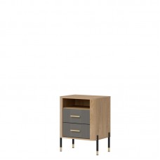 Naktskapīts DANTE DT22, Ozols cremona/Pelēks matēts/Zelts