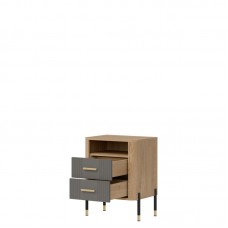 Naktskapīts DANTE DT22, Ozols cremona/Pelēks matēts/Zelts