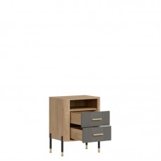 Naktskapīts DANTE DT22, Ozols cremona/Pelēks matēts/Zelts