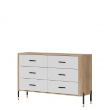 Kumode ar atvilknēm DANTE DT04, Ozols cremona/Balts matēts/Melns