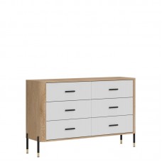 Kumode ar atvilknēm DANTE DT04, Ozols cremona/Balts matēts/Melns