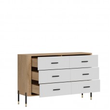 Kumode ar atvilknēm DANTE DT04, Ozols cremona/Balts matēts/Melns