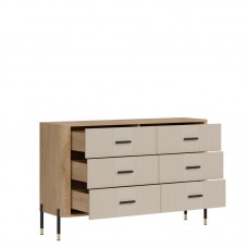Kumode ar atvilknēm DANTE DT04, Ozols cremona/Kašmirs matēts/Melns