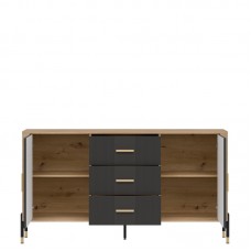 Kumode ar durvīm DANTE DT06, Ozols cremona/Antrancīts matēts/Melns