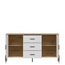 Kumode ar durvīm DANTE DT06, Ozols cremona/Balts matēts/Melns