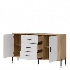 Kumode ar durvīm DANTE DT06, Ozols cremona/Balts matēts/Melns