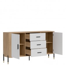 Kumode ar durvīm DANTE DT06, Ozols cremona/Balts matēts/Melns