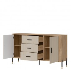 Kumode ar durvīm DANTE DT06, Ozols cremona/Kašmirs matēts/Melns