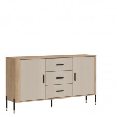 Kumode ar durvīm DANTE DT06, Ozols cremona/Kašmirs matēts/Melns