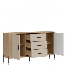 Kumode ar durvīm DANTE DT06, Ozols cremona/Kašmirs matēts/Melns