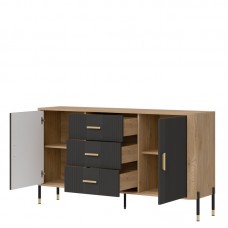 Kumode ar durvīm DANTE DT06, Ozols cremona/Antrancīts matēts/Zelts