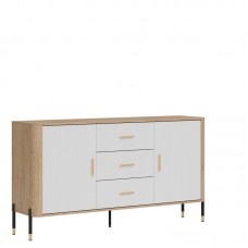 Kumode ar durvīm DANTE DT06, Ozols cremona/Balts matēts/Zelts