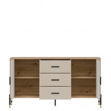 Kumode ar durvīm DANTE DT06, Ozols cremona/Kašmirs matēts/Zelts
