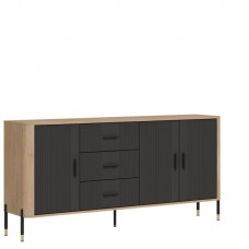 Kumode DANTE DT07, Ozols cremona/Antrancīts matēts/Melns