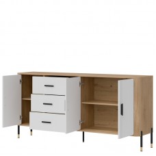 Kumode DANTE DT07, Ozols cremona/Balts matēts/Melns