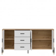 Kumode DANTE DT07, Ozols cremona/Balts matēts/Zelts