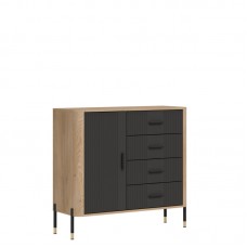 Kumode ar atvilknēm un durvīm DANTE DT08, Ozols cremona/Antrancīts matēts/Melns