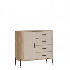 Kumode ar atvilknēm un durvīm DANTE DT08, Ozols cremona/Kašmirs matēts/Melns