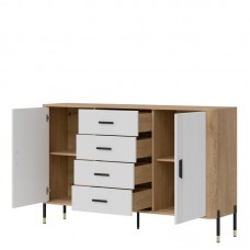 Kumode DANTE DT09, Ozols cremona/Balts matēts/Melns