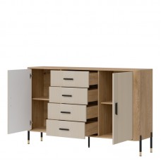 Kumode DANTE DT09, Ozols cremona/Kašmirs matēts/Melns