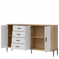 Kumode DANTE DT10, Ozols cremona/Balts matēts/Melns